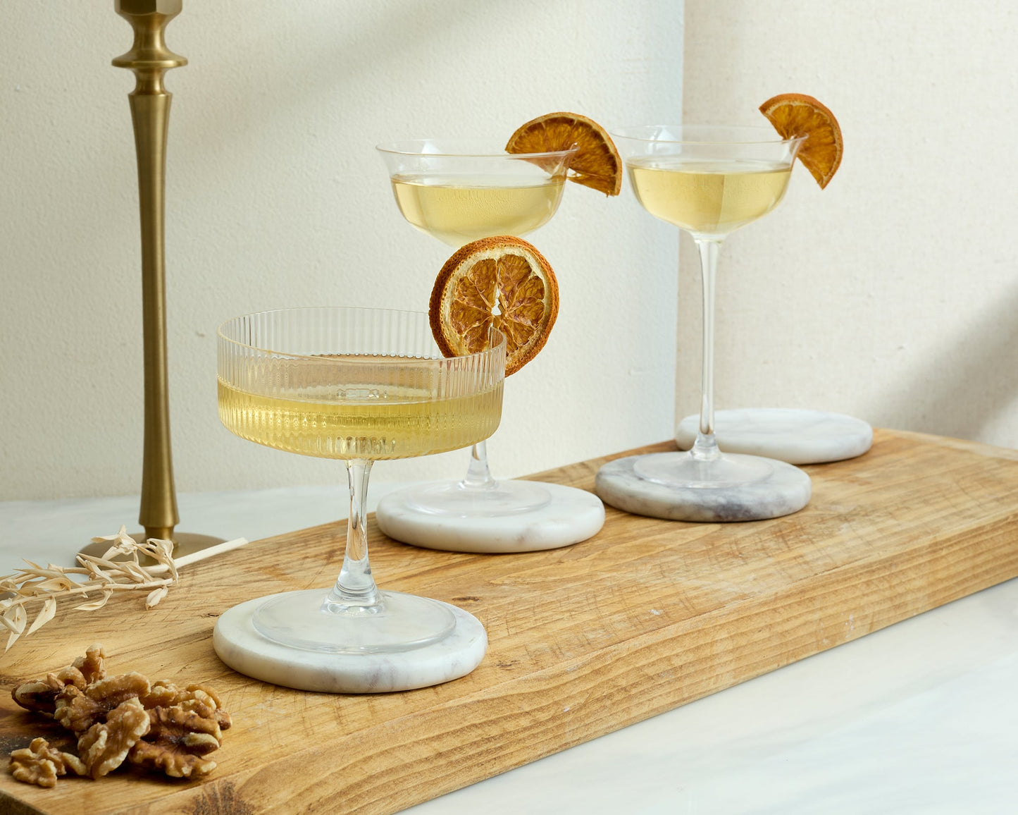 Emy Polished Round Marble Coasters Set-0