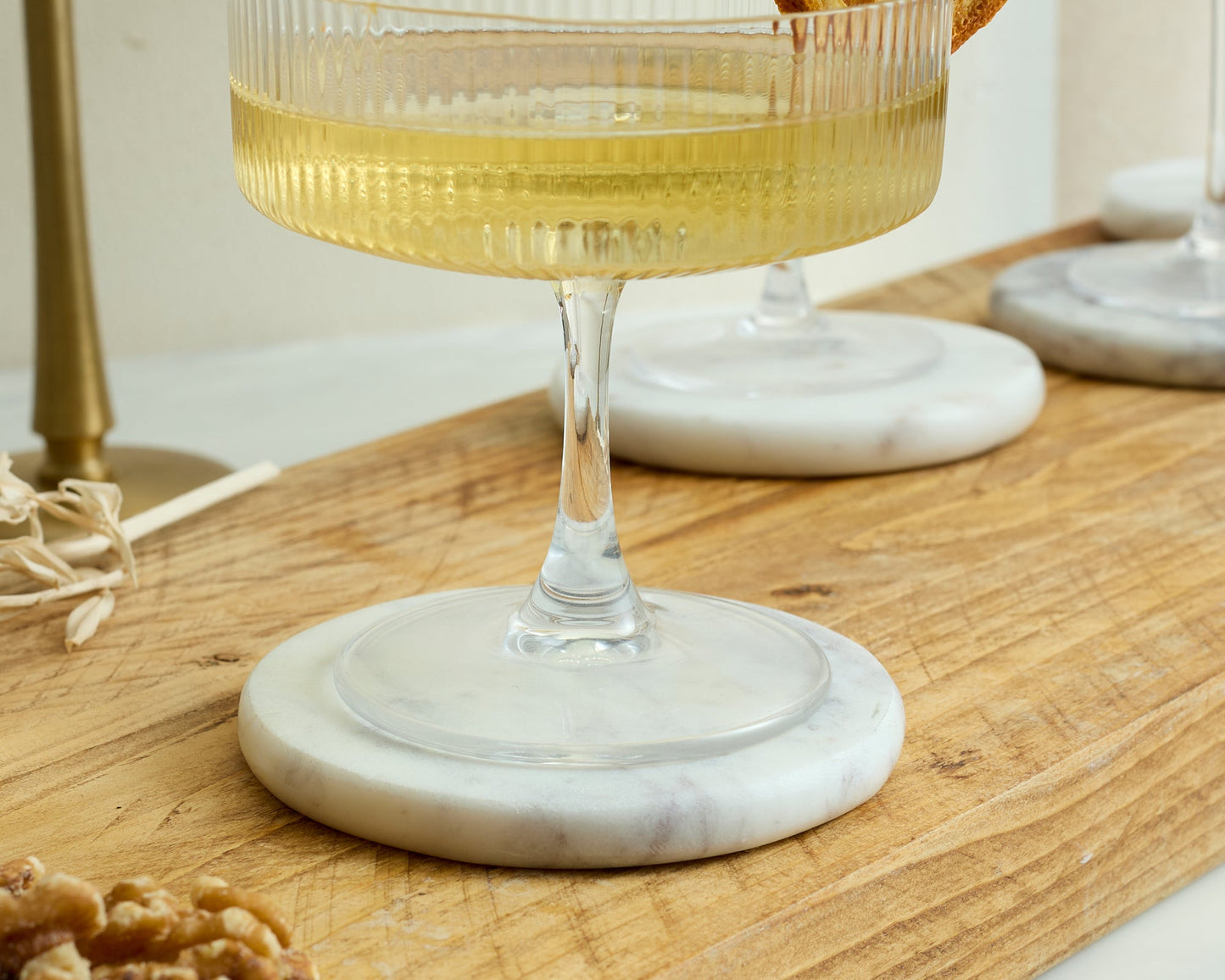 Emy Polished Round Marble Coasters Set-2