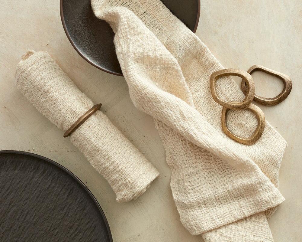 Moss Brass Napkin Rings - Set of 4-1