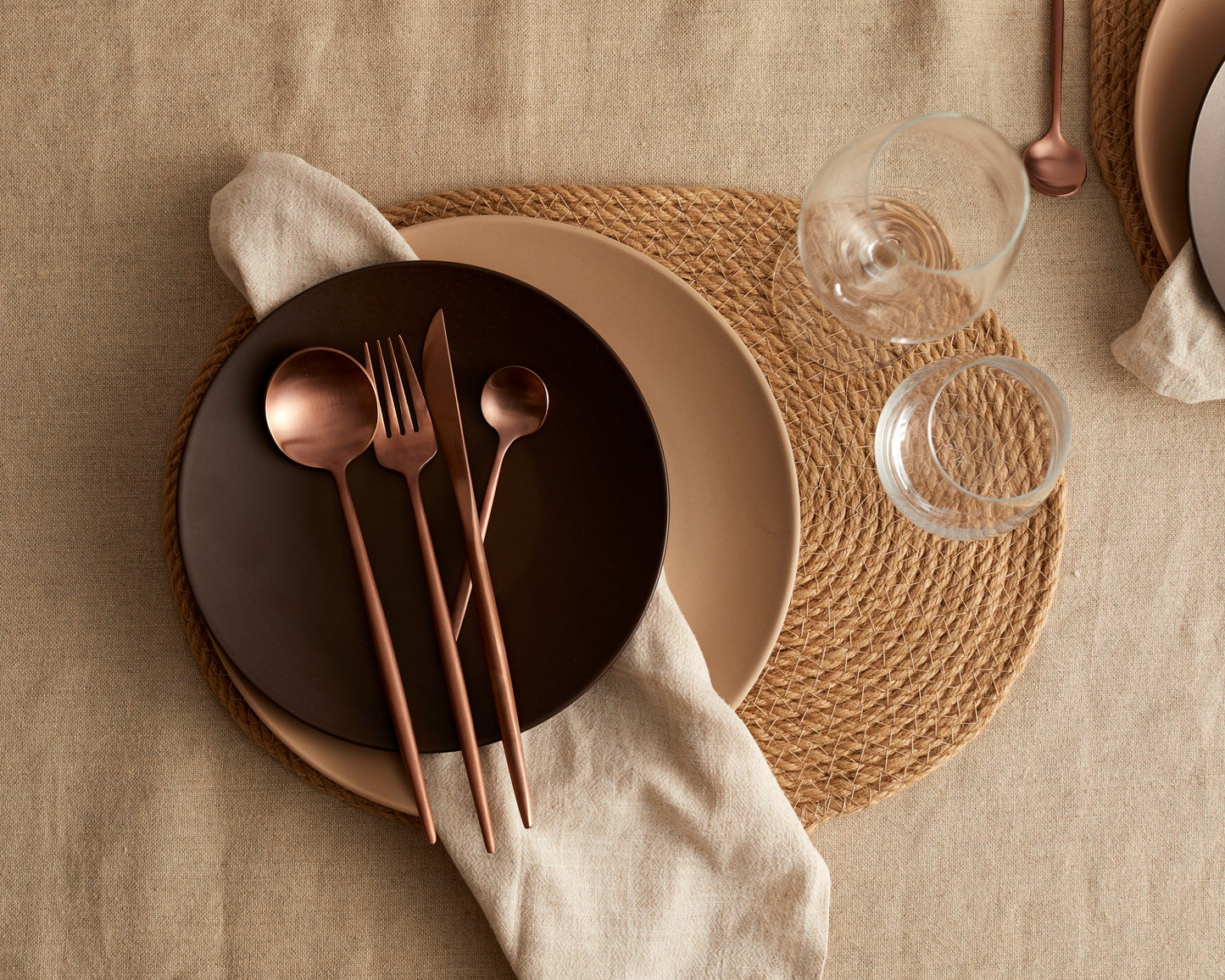 Round Ceramic Brown Round Starter Plate-1
