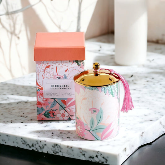 Vintage Floral Candle Set-0