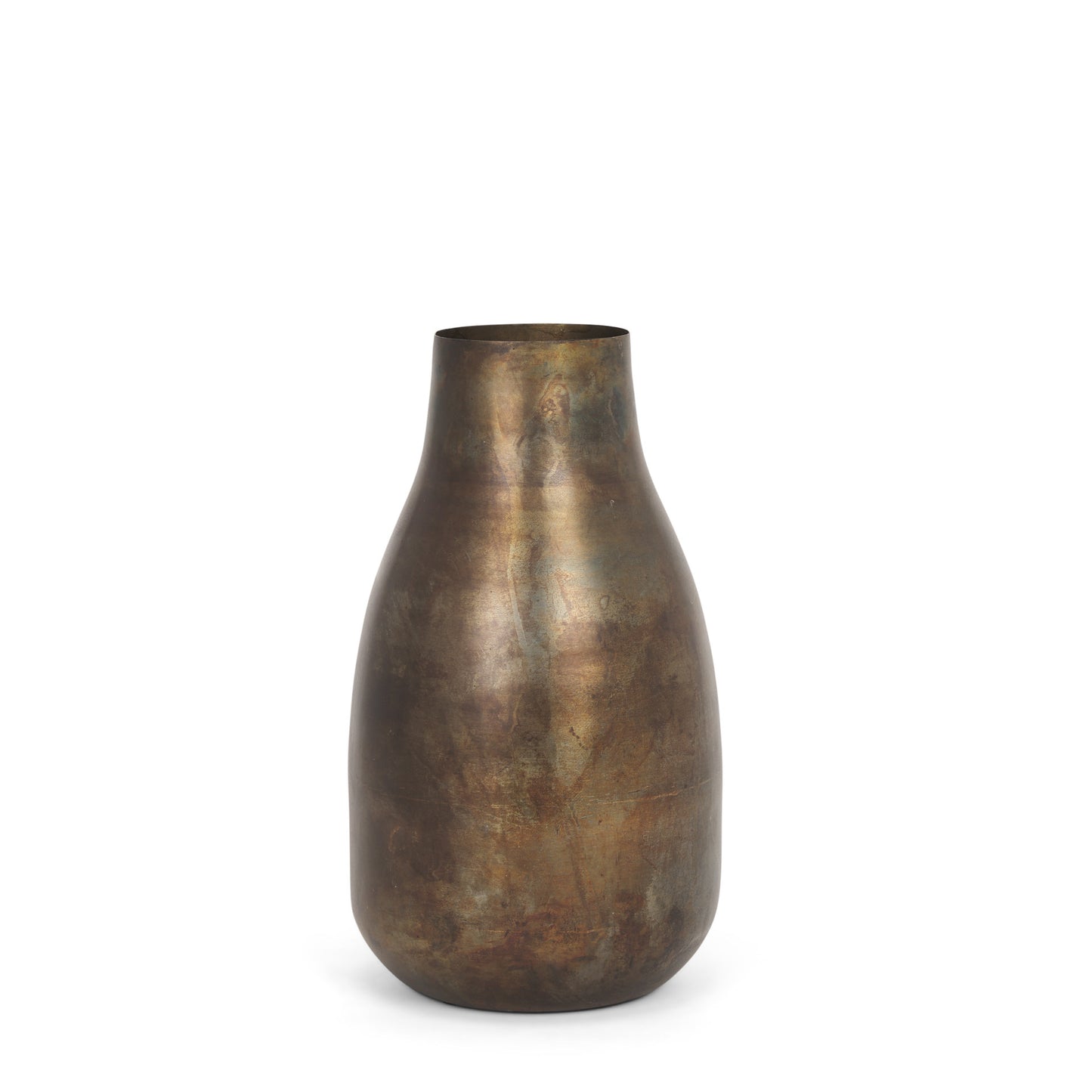 12" Antiqued Gold Metal Table Vase