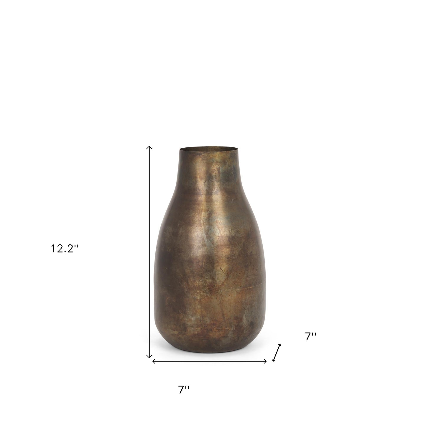 12" Antiqued Gold Metal Table Vase
