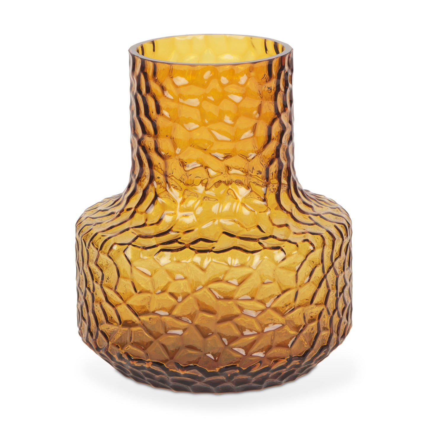 7" Amber Glass Faceted Table Vase-1