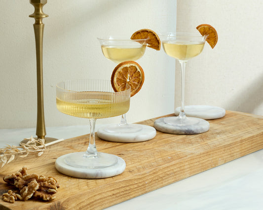 Emy Polished Round Marble Coasters Set-0