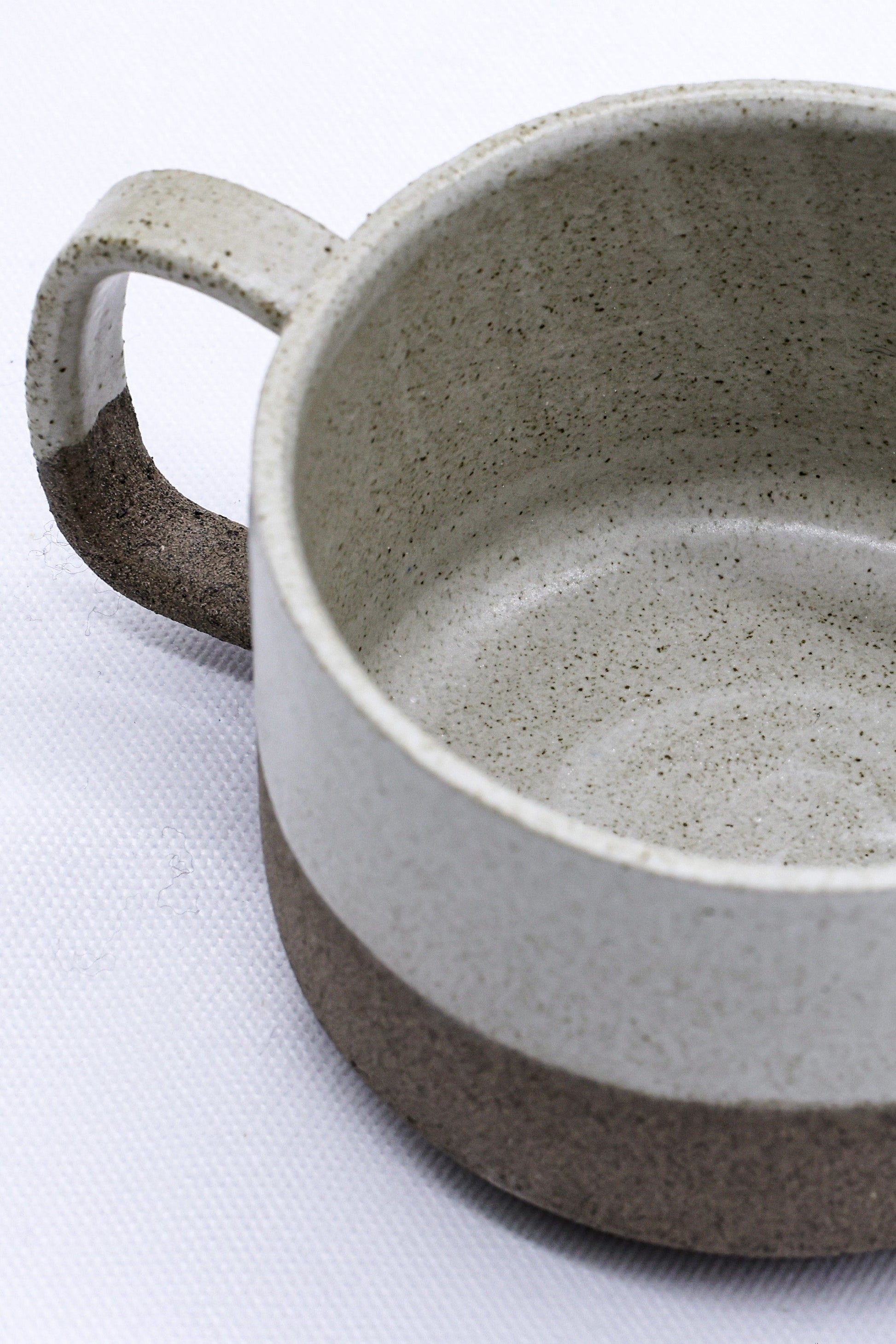 Matte White Handmade Ceramic Smoked Grey Stoneware Big Ceramic Mug-2