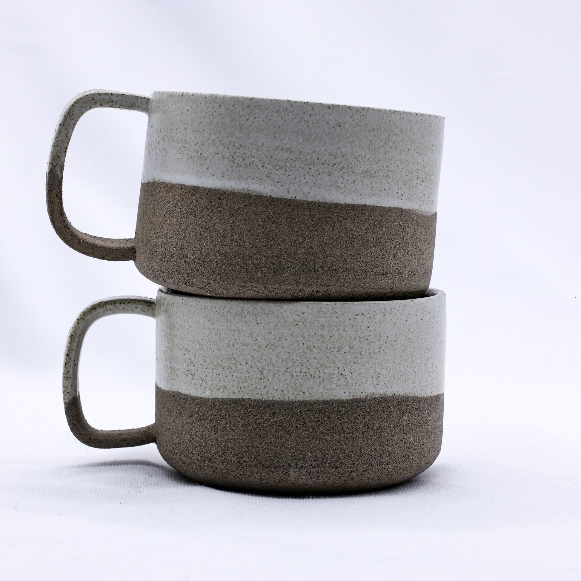 Matte White Handmade Ceramic Smoked Grey Stoneware Big Ceramic Mug-3