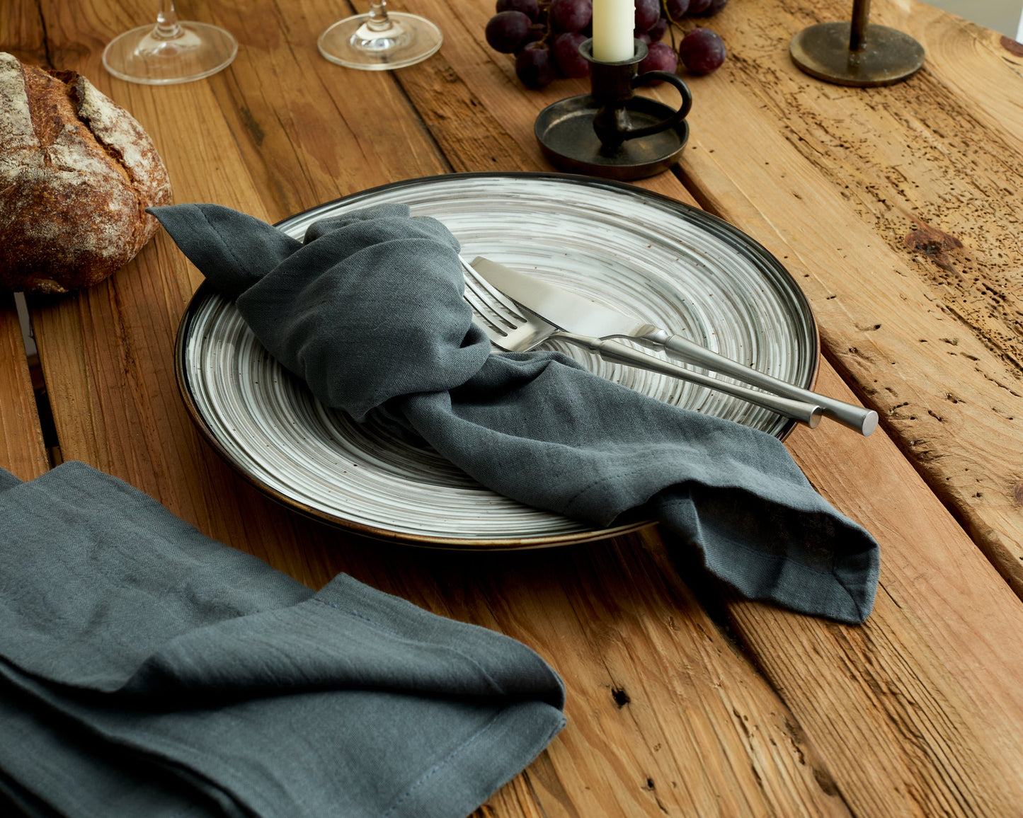 Ave Blue Muslin Cotton Table Napkin Set of 4-2